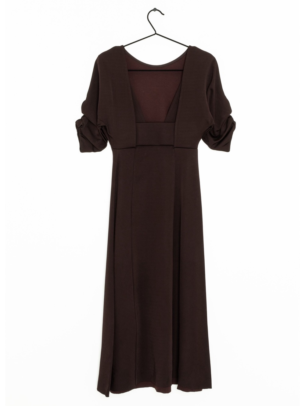 NWT - COS Brown Maxi Dress with Synched Short Sleeves - Size Medium - Picture 2 of 16